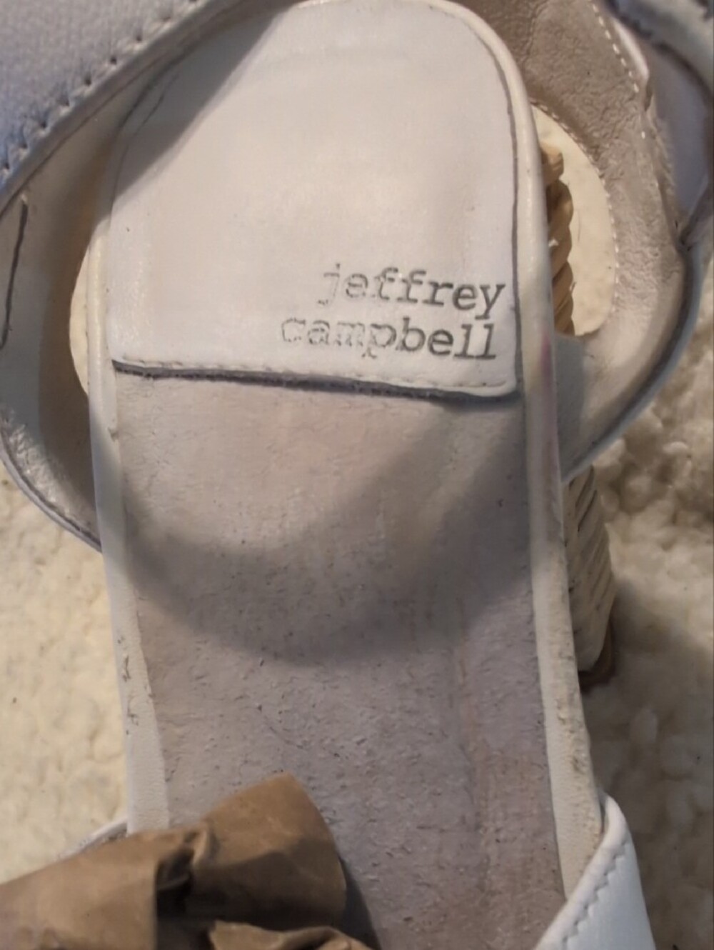 Jeffrey Campbell White Leather Wedge Sandals with Woven Platform - Picture 8 of 16